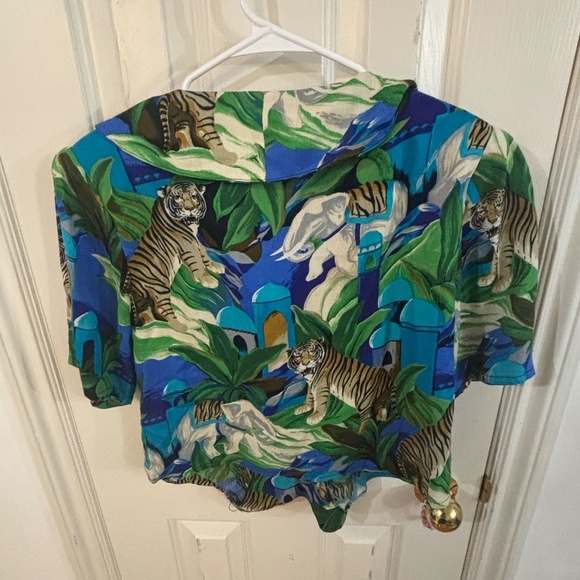 vintage 80s safari button up blouse - Picture 5 of 5